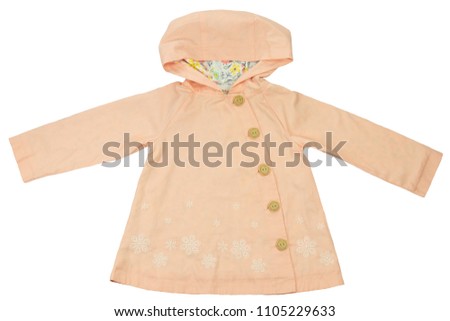 Fashionable spring and summer coat for little girl isolated on white. Fashion children.