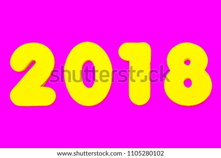 A yellow 2018 heading over a pink background.