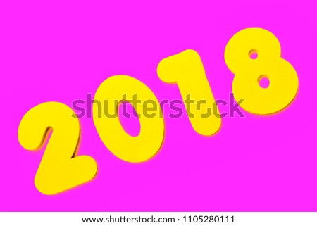 A yellow 2018 heading over a pink background.