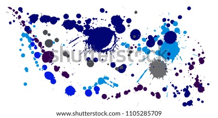 Gouache paint stains grunge background vector. Colored ink splatter, spray blots, dirt spot elements, wall graffiti. Watercolor paint splashes pattern, smear liquid stains splatter background.