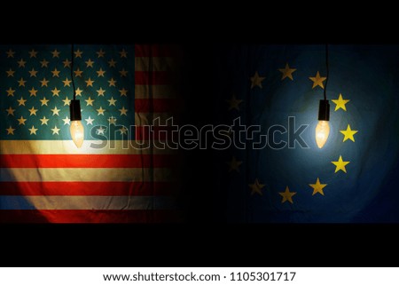 Flags of the USA and the European Union
