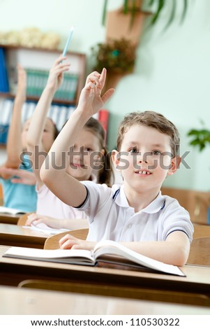 Pupils put their hands upward