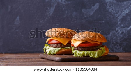 Photo of two fresh hamburgers