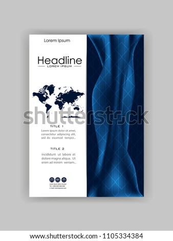 Book cover map. Annual report. A4 business journals, conferences, magazines. Academic research. Vector illustration. 