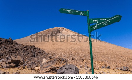 Signposts on Mount Teide , Tenerife, Canary Islands, Spain