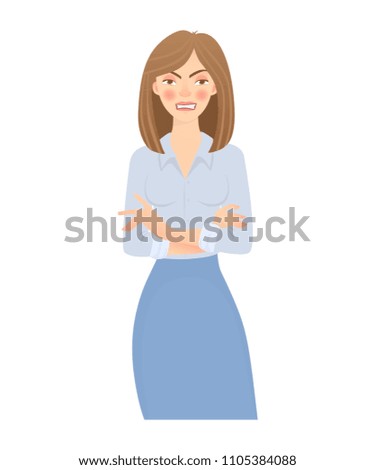 Business woman isolated. Business pose and gesture. Young businesswoman vector illustration. Crossed arms