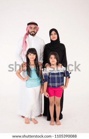 Arab Family standing on white background