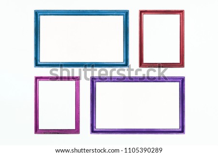 Four colorful rectangular frames for painting or picture on white background. Isolated.