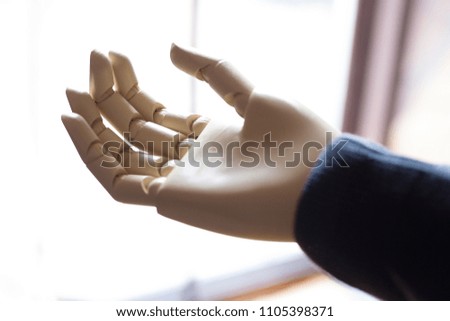 close up of prosthetic hand
