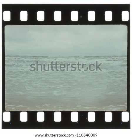 Grunge film frame, ocean view