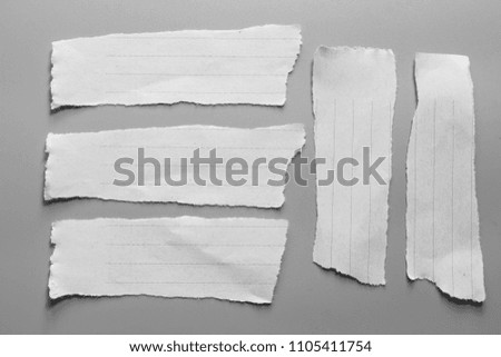 set white torn paper on gray background. collection paper rip