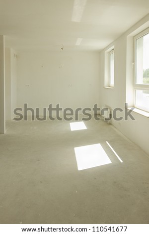 Empty room under construction in a new constructed building