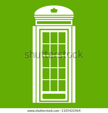 Phone booth icon white isolated on green background. illustration
