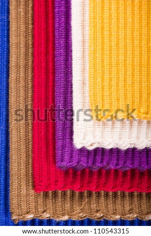 Multi colorful fabric texture isolated on white background