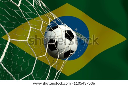 Brazil flag and soccer ball. Concept sport.