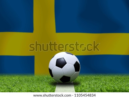 Sweden flag and soccer ball.Concept sport.