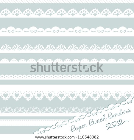 Set of hand-drawn Lace Paper Punch Borders