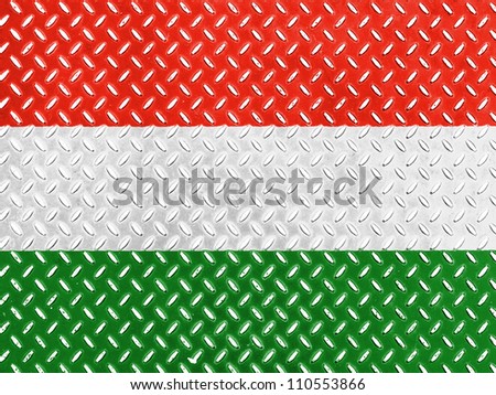 The Hungarian flag painted on metal floor