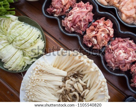 Close up of Thai style barbecue, called Moo Kra Ta Royalty-Free Stock Photo #1105540820