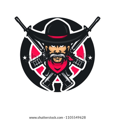 Cowboy vector mascot icon illustration
