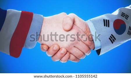 France - South Korea / Handshake concept about countries and politics