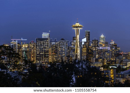 Seattle downtown skyline evening