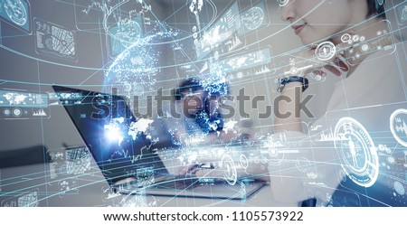 Business network concept. SaaS(Software as a Service). Royalty-Free Stock Photo #1105573922