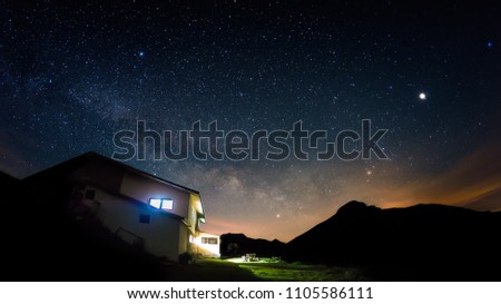 Milky way and Jupiter on top of Eho hut, Bulgaria. 