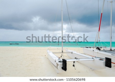 Summer concept , Boat sailing on turquoise sea color at maldives on the weekend holidays