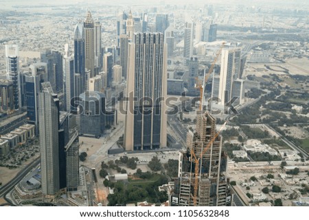A picture taken from the top of the building in Dubai.