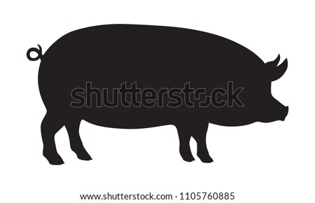 Sign pig. Isolated black silhouette pig on white background. Vector illustration Royalty-Free Stock Photo #1105760885