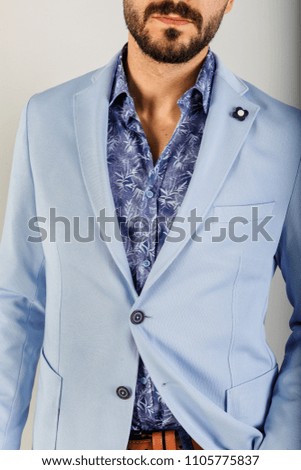 Light blue patterned jacket for men