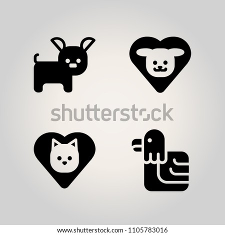 Animals icon set. breed, falcon, silhouette and kitty illustration vector icons for web and design
