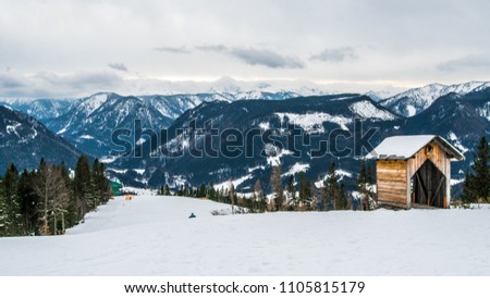Snow-capped mountains for skiing