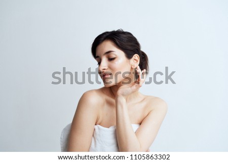   woman after shower well-groomed skin                             