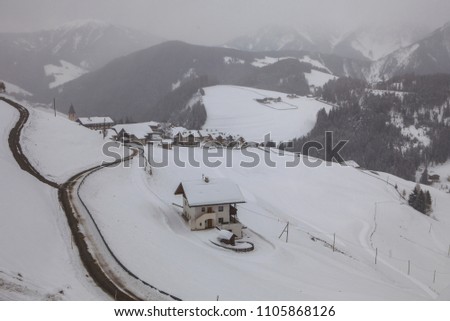 Winter landscape in Dolomites, South Tirol. Italy