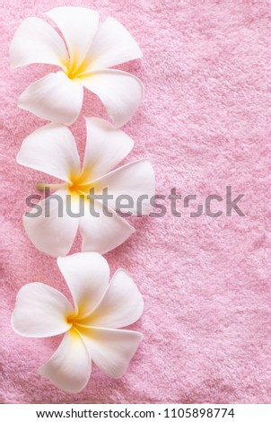 Frangipani flower on soft pink 
towel