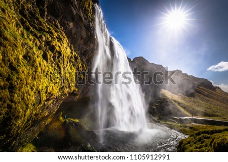 The colossal Seljalandsfoss waterfall, Iceland