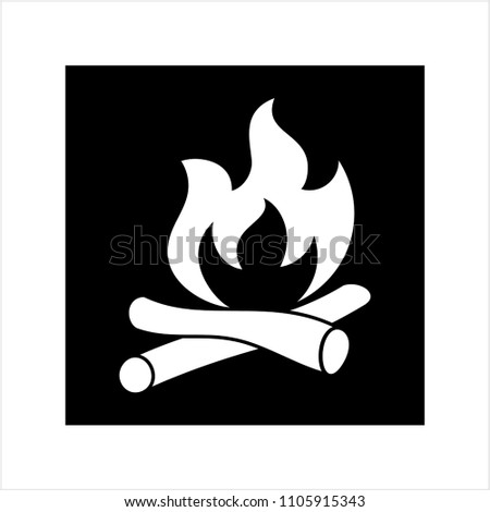 Campfire Icon, Camp Fire Vector Art Illustration