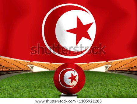 Tunis flag and soccer ball.Concept sport.