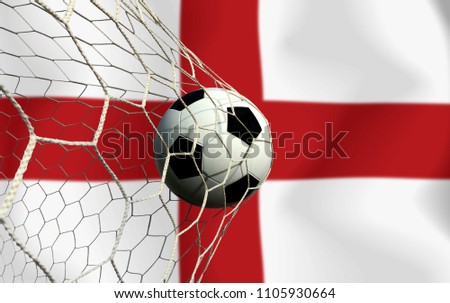 England flag and soccer ball.Concept sport.