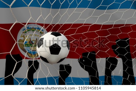Costa Rica flag and soccer ball.Concept sport.
