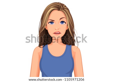 Vector illustration of beautiful teenage girl with bitchy facial expression 19