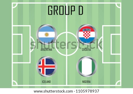 Football tournament teams on colourful background - Group D