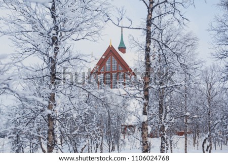 The church of Kiruna, Sweden. Built in Gothic Revival style at the beginning of the XIX century, Kiruna, the northernmost town in Sweden, province of Lapland

