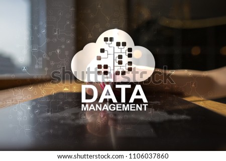 Data management, database manager, cloud technology concept.