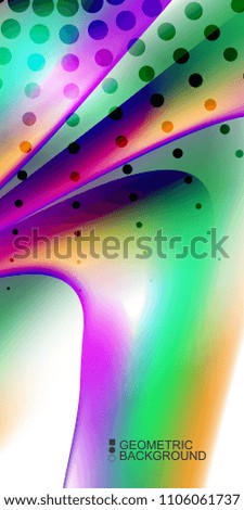 Geometric abstract background template with fluid waves in blurred colors