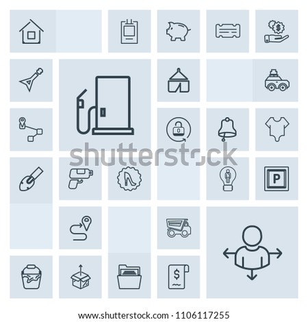 Modern, simple, grey vector icon set with business, camp, car, route, file, gasoline, idea, nature, direction, travel, truck, house, creative, folder, gas, place, handle, location, clean, box icons