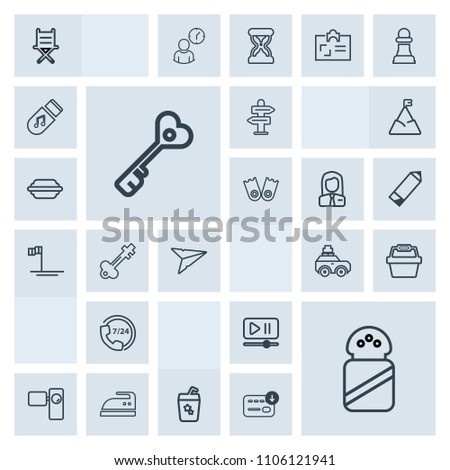 Modern, simple, grey vector icon set with service, iron, way, basket, luggage, housework, car, direction, ironing, chair, button, salt, sign, support, juice, video, business, store, key, call icons