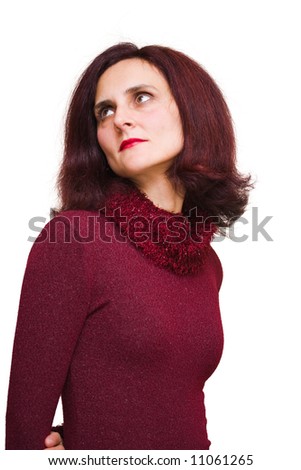 Portrait of a beautiful redhead woman isolated on white background